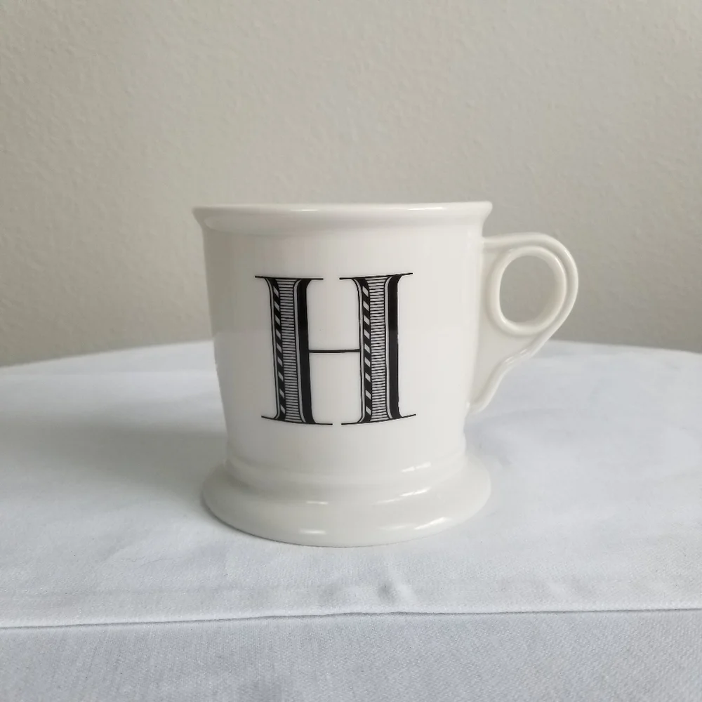 Anthropologie ‘H’ Initial Monogram Coffee Tea Soup 16oz Mug